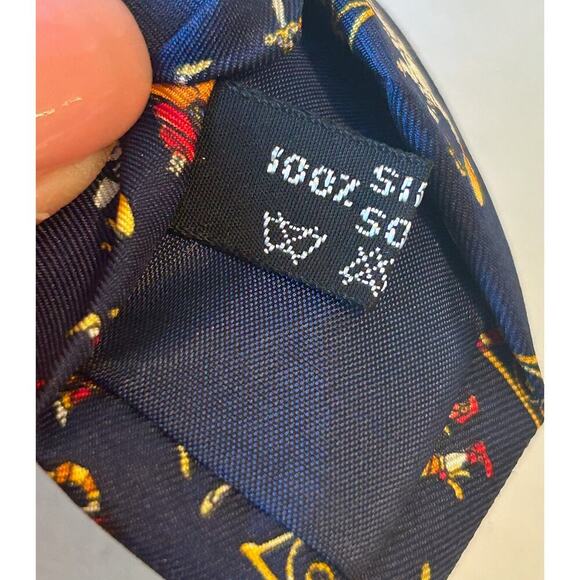 Salvatore Ferragamo Venetian Court Jesters Blue Silk Mens Tie 60" x 4" Designer - Picture 5 of 6